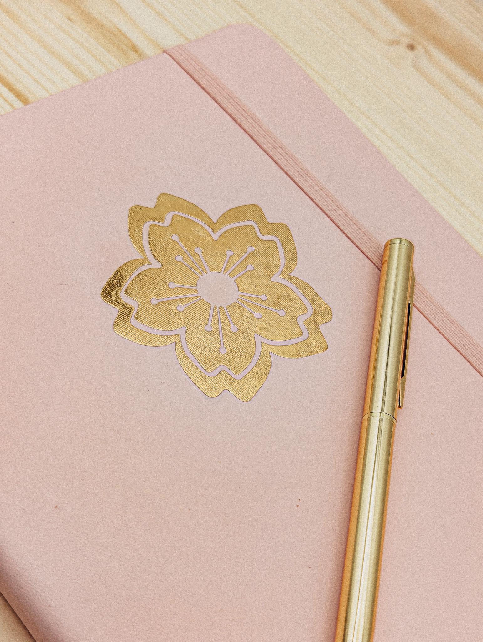 Cherry Blossom Journal with Gold Pen