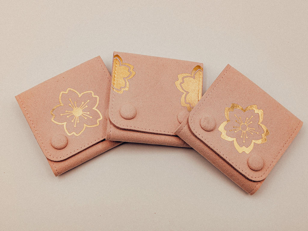 Blush Pink Sakura Travel Jewelry Pouch Cherry Blossom