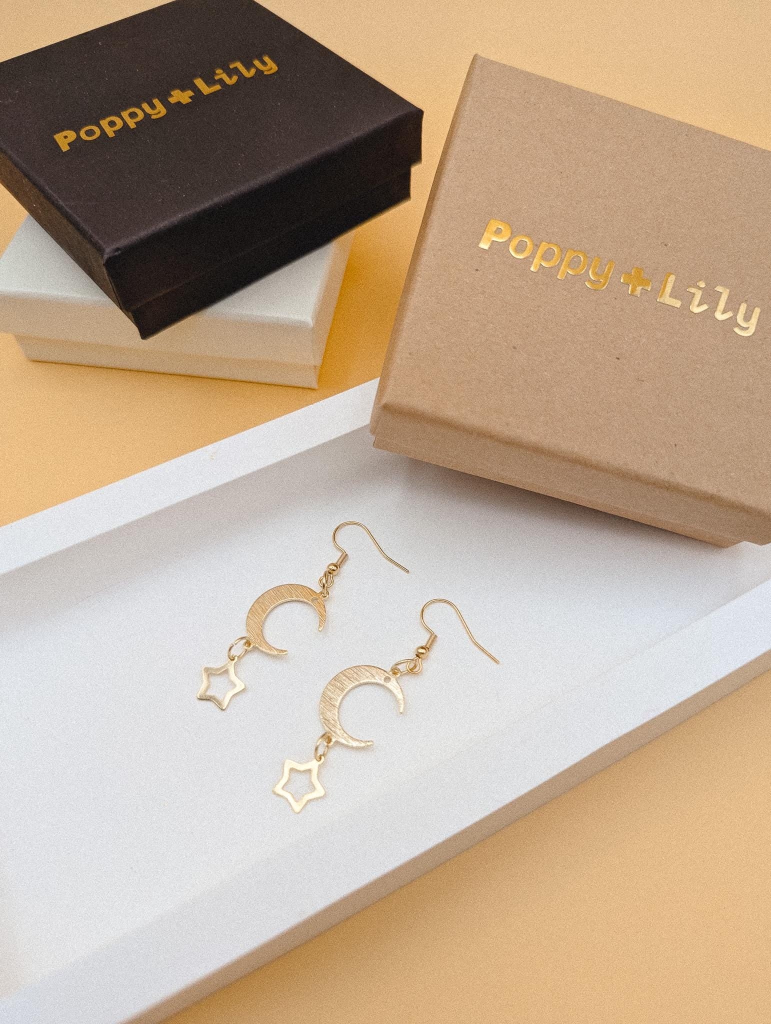 24k Gold Sterling Silver Moon & Star Earrings | Celestial Hook