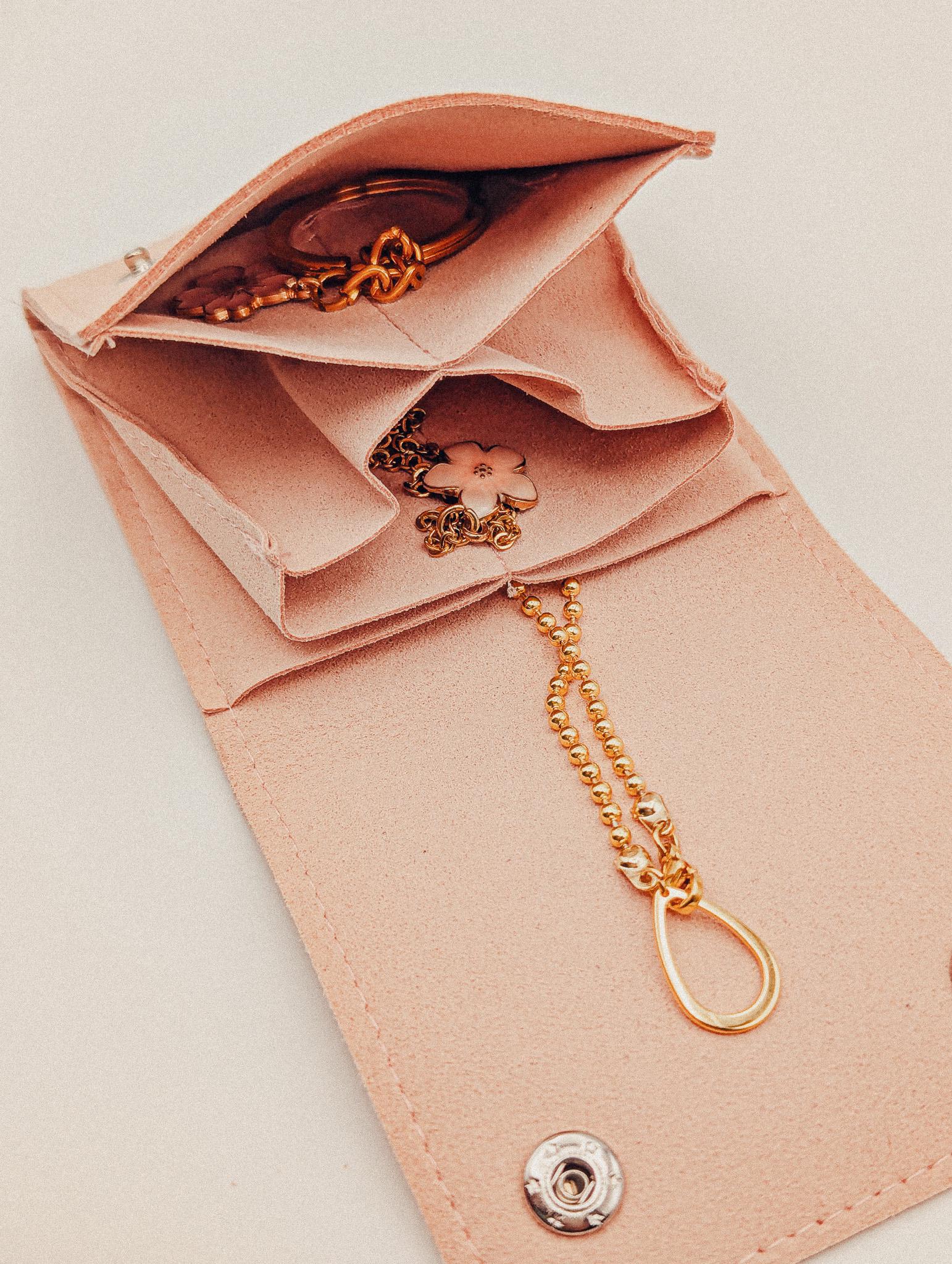 Blush Pink Sakura Travel Jewelry Pouch Cherry Blossom