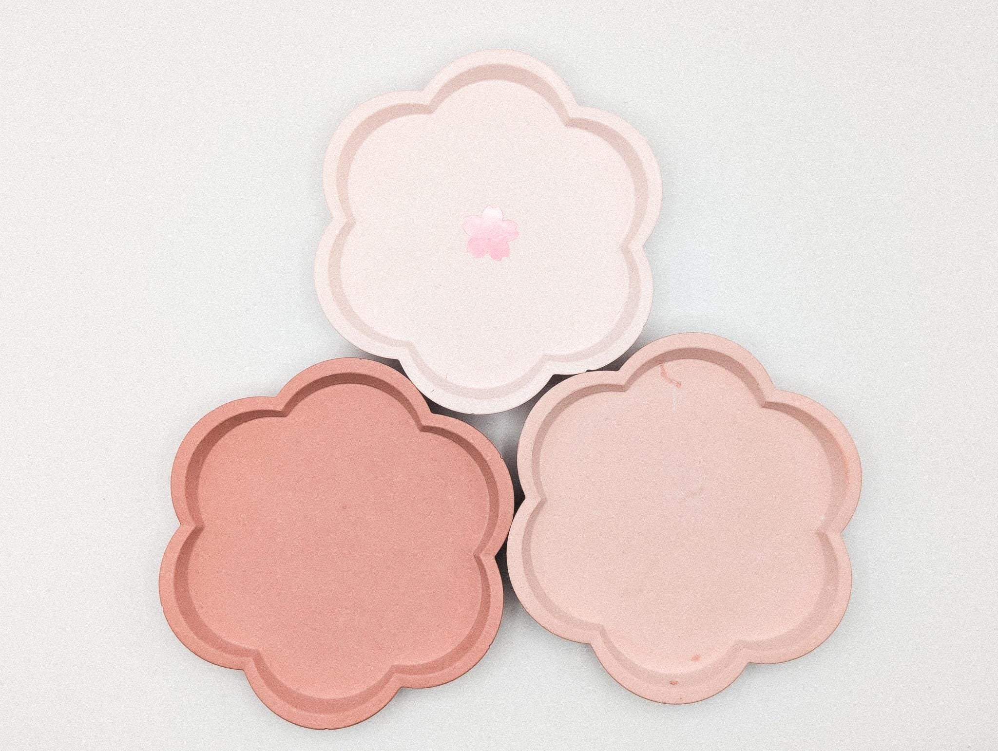 Sakura Blossom Jewelry Tray: Jesmonite & Gypsum Organizer Dish