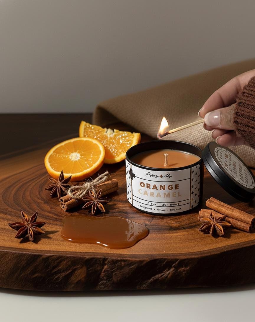 Caramel & Orange Soy Candle | Warm Vanilla Fragrance