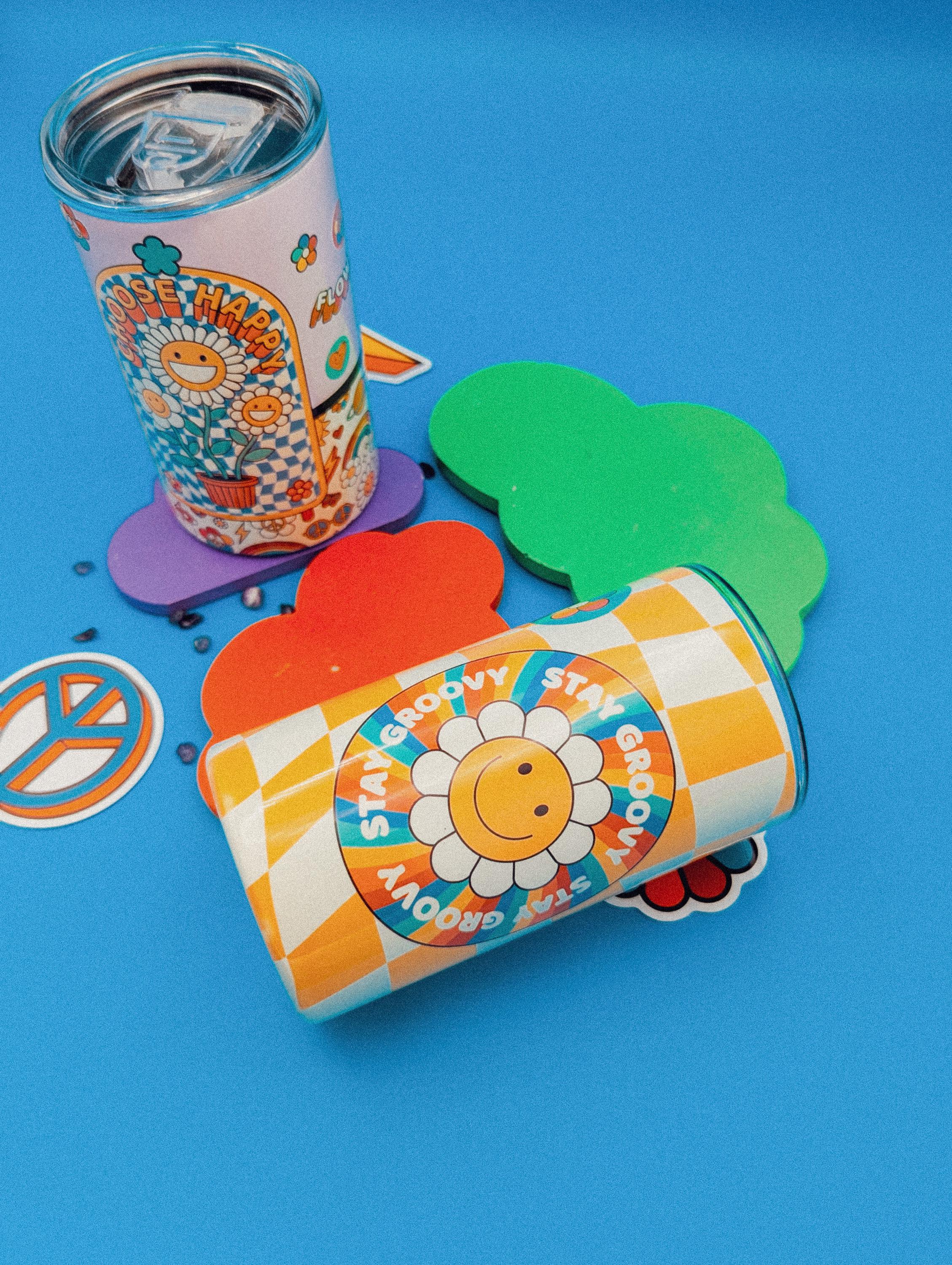 Retro Groovy 12oz Tumbler | Psychedelic Stainless Steel Mug