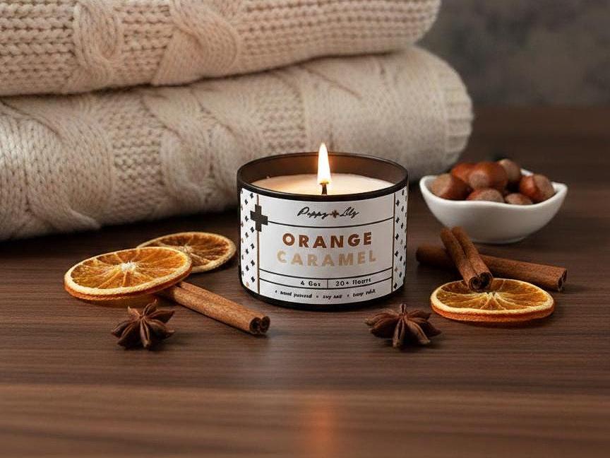 Caramel & Orange Soy Candle | Warm Vanilla Fragrance