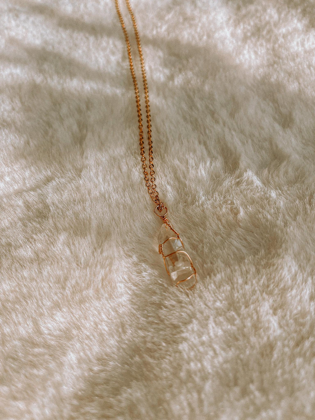 Clear Quartz Fragment Necklace | 14k Gold Plated 18" Chain