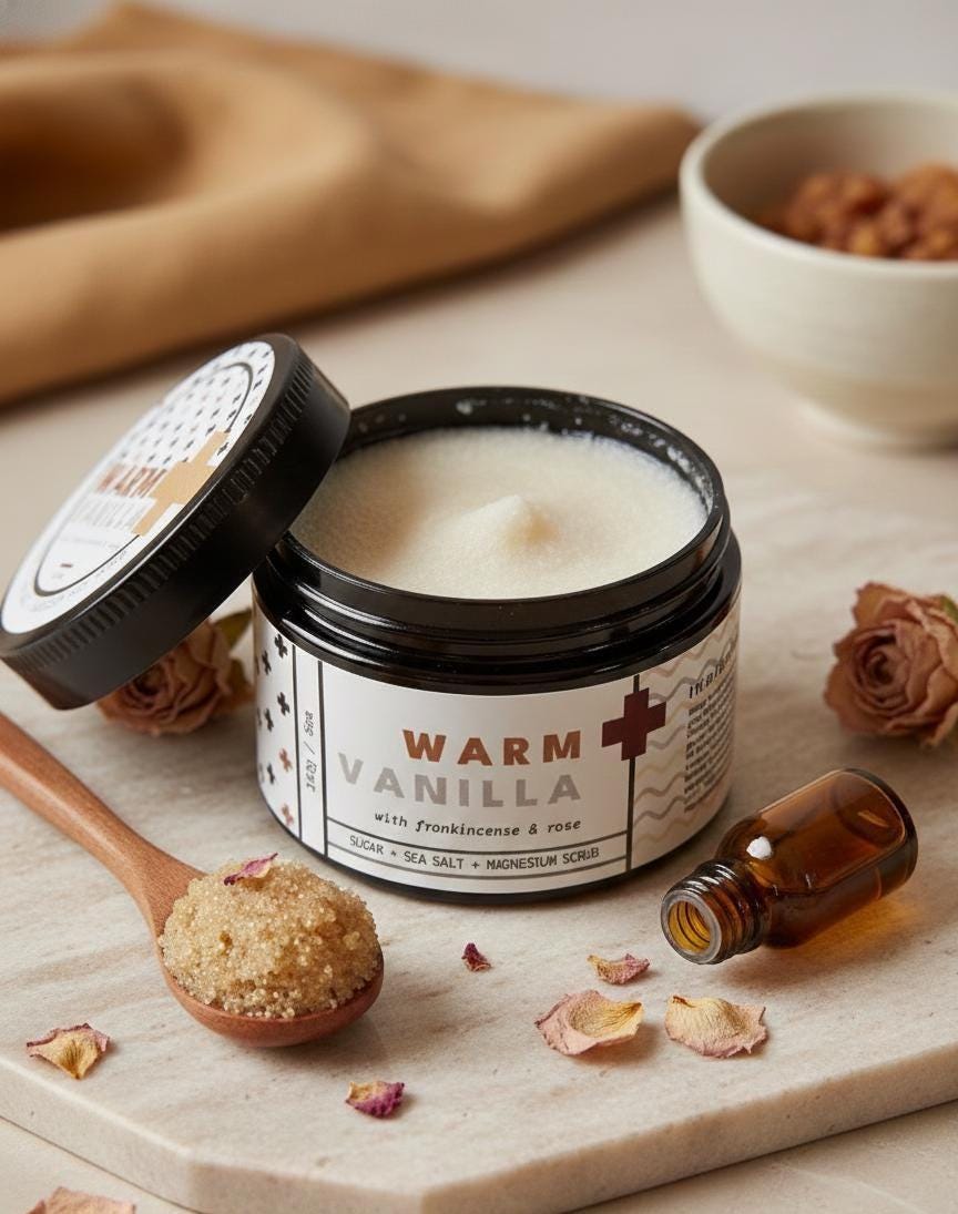 Warm Vanilla | Frankincense + Rose Sugar & Magnesium Scrub