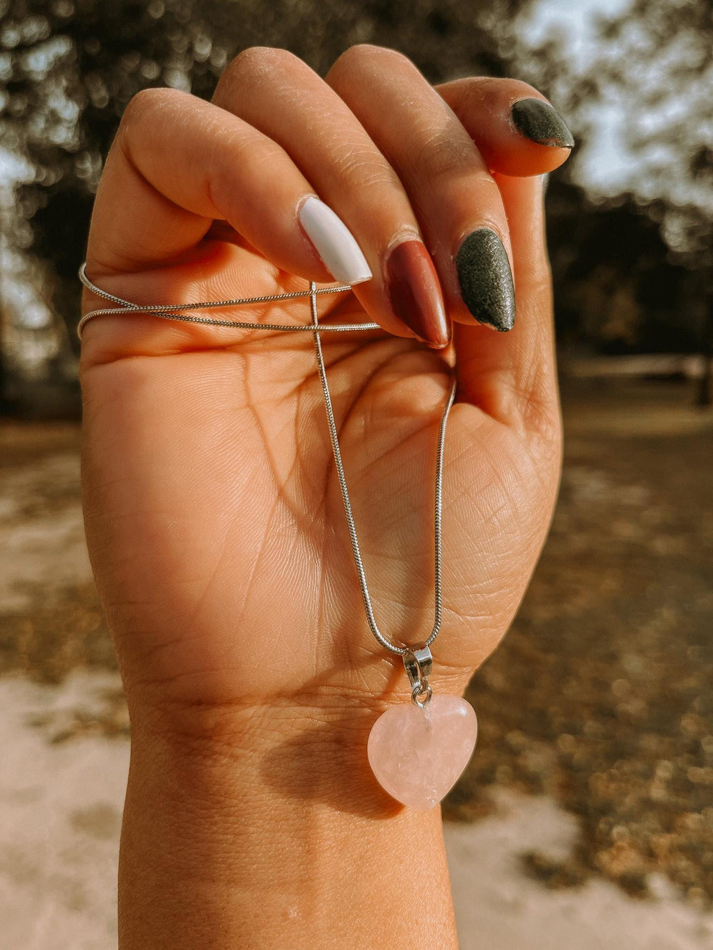 Heart Rose Quartz Necklace | 925 Sterling Silver 20" Chain