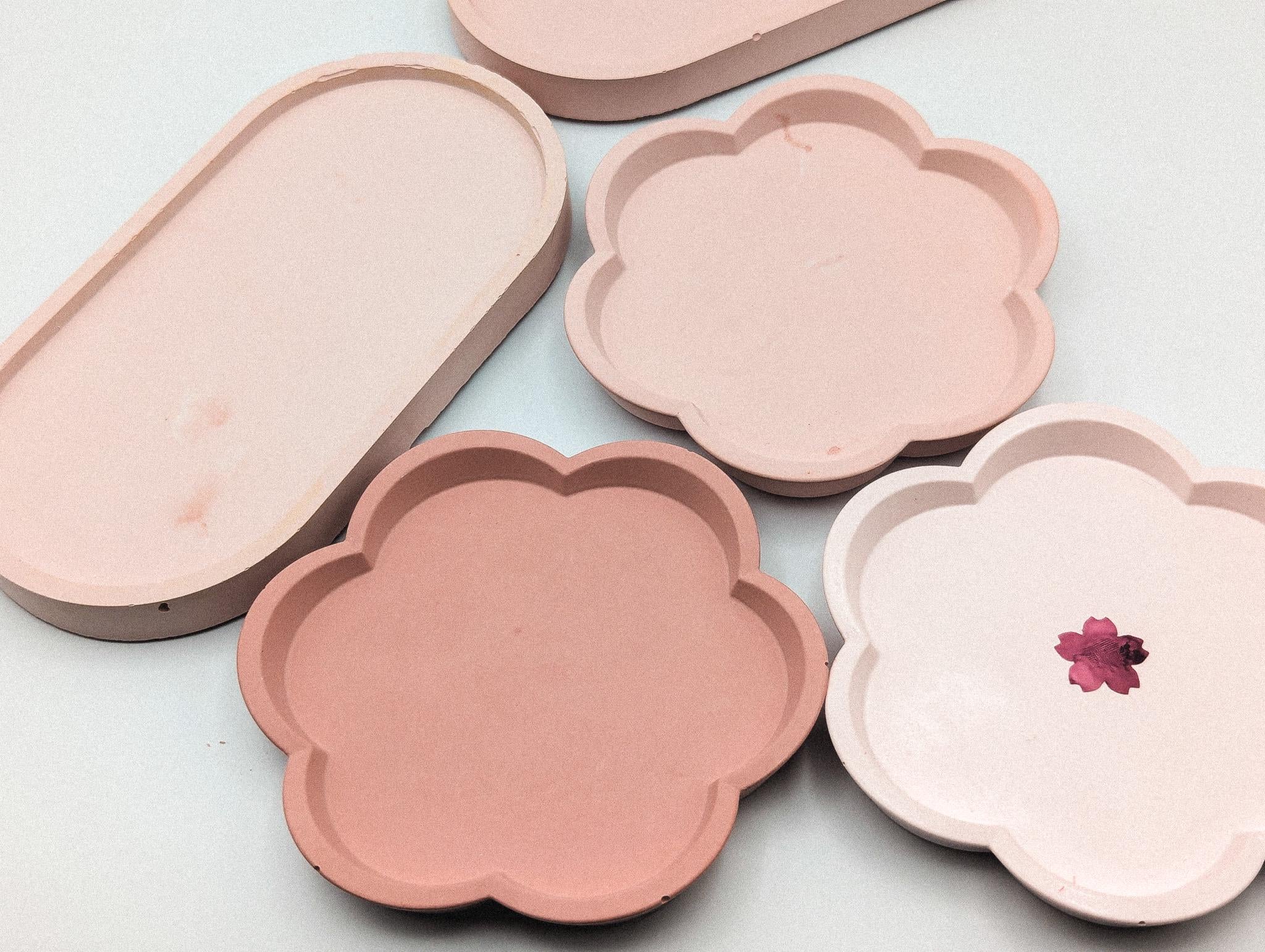 Sakura Blossom Jewelry Tray: Jesmonite & Gypsum Organizer Dish