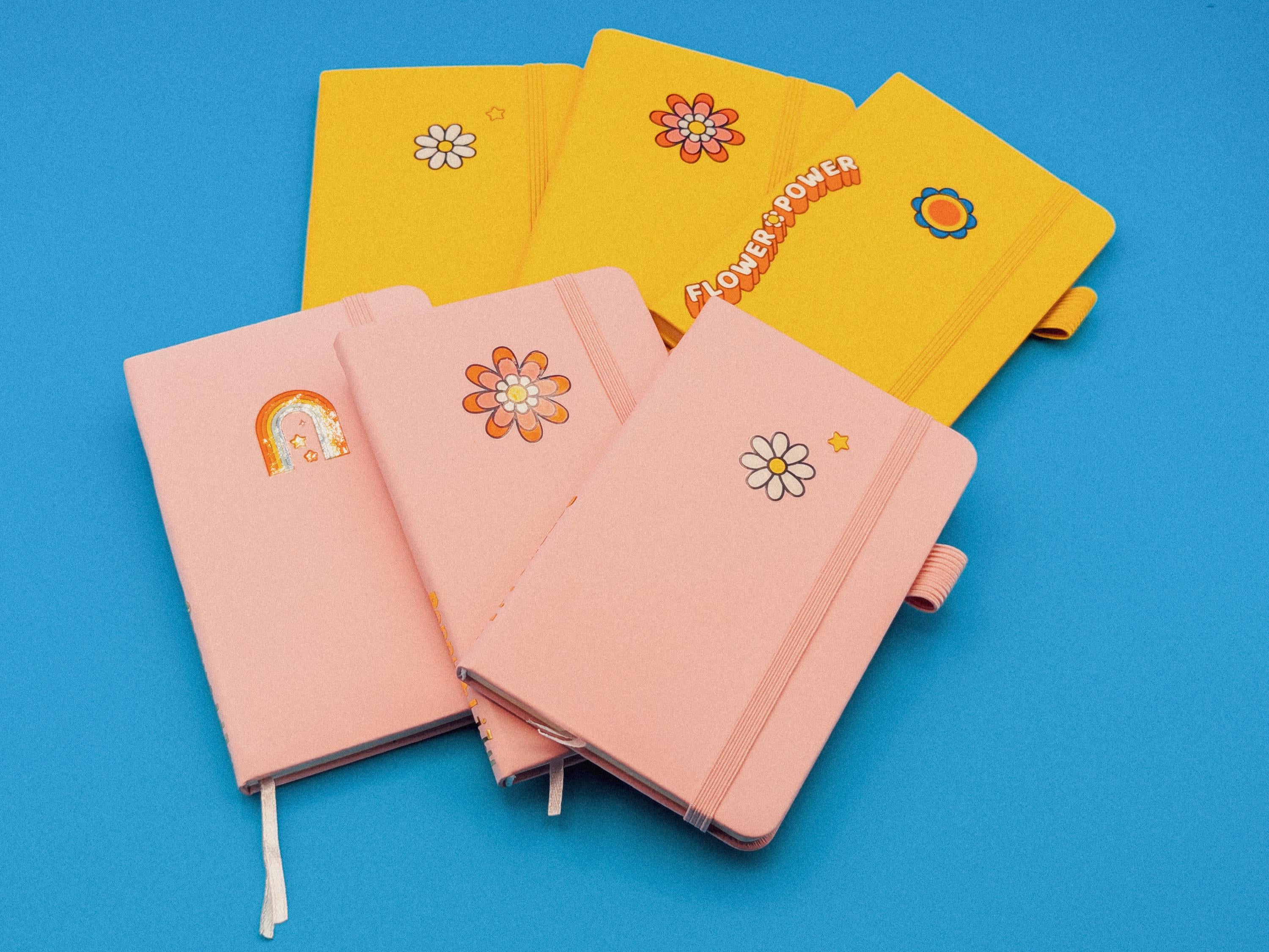 Pink Retro Groovy A6 Mini Journal & Handwrapped Eco Pen Set