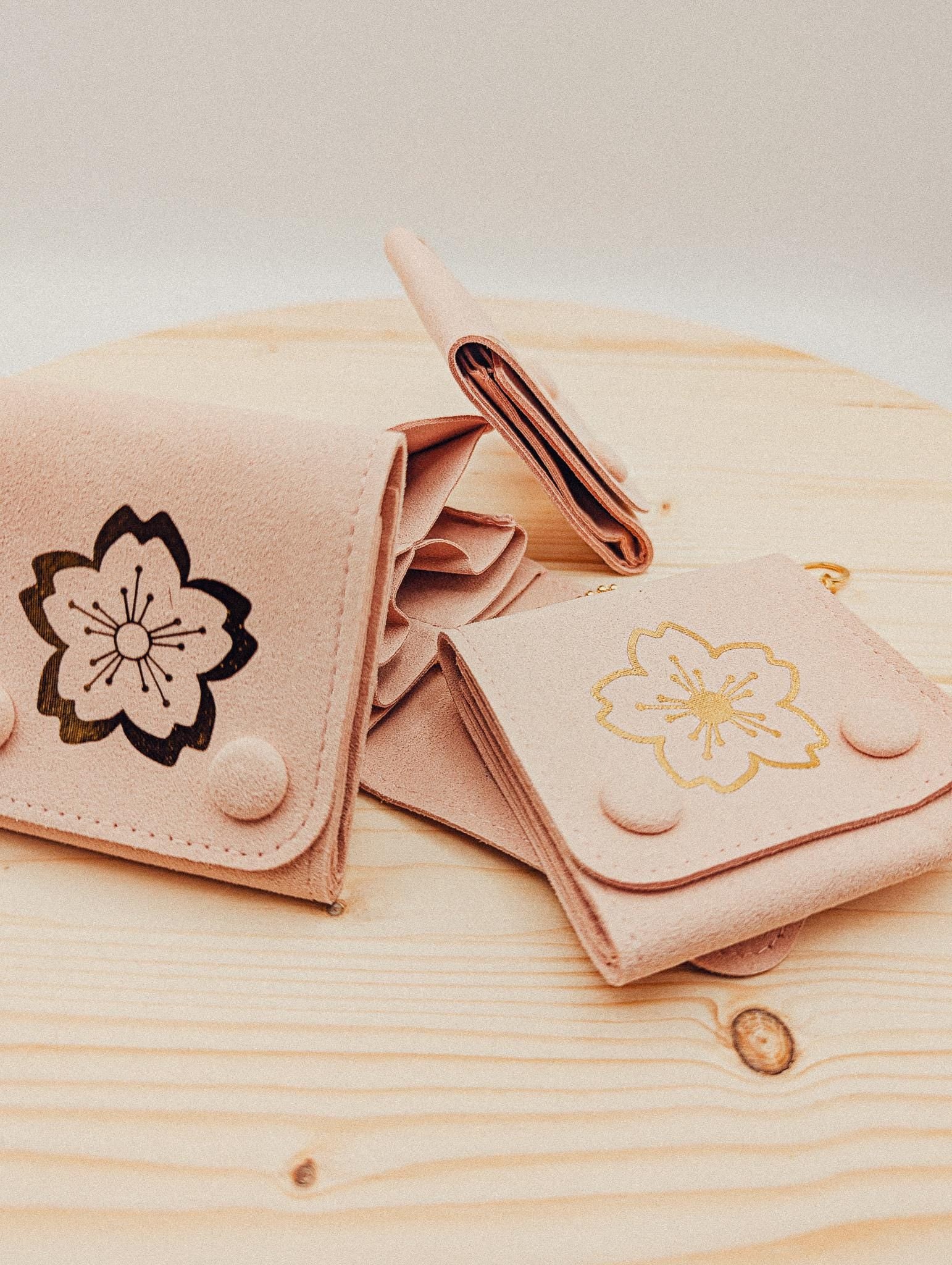 Blush Pink Sakura Travel Jewelry Pouch Cherry Blossom