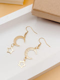 24k Gold Sterling Silver Moon & Star Earrings | Celestial Hook