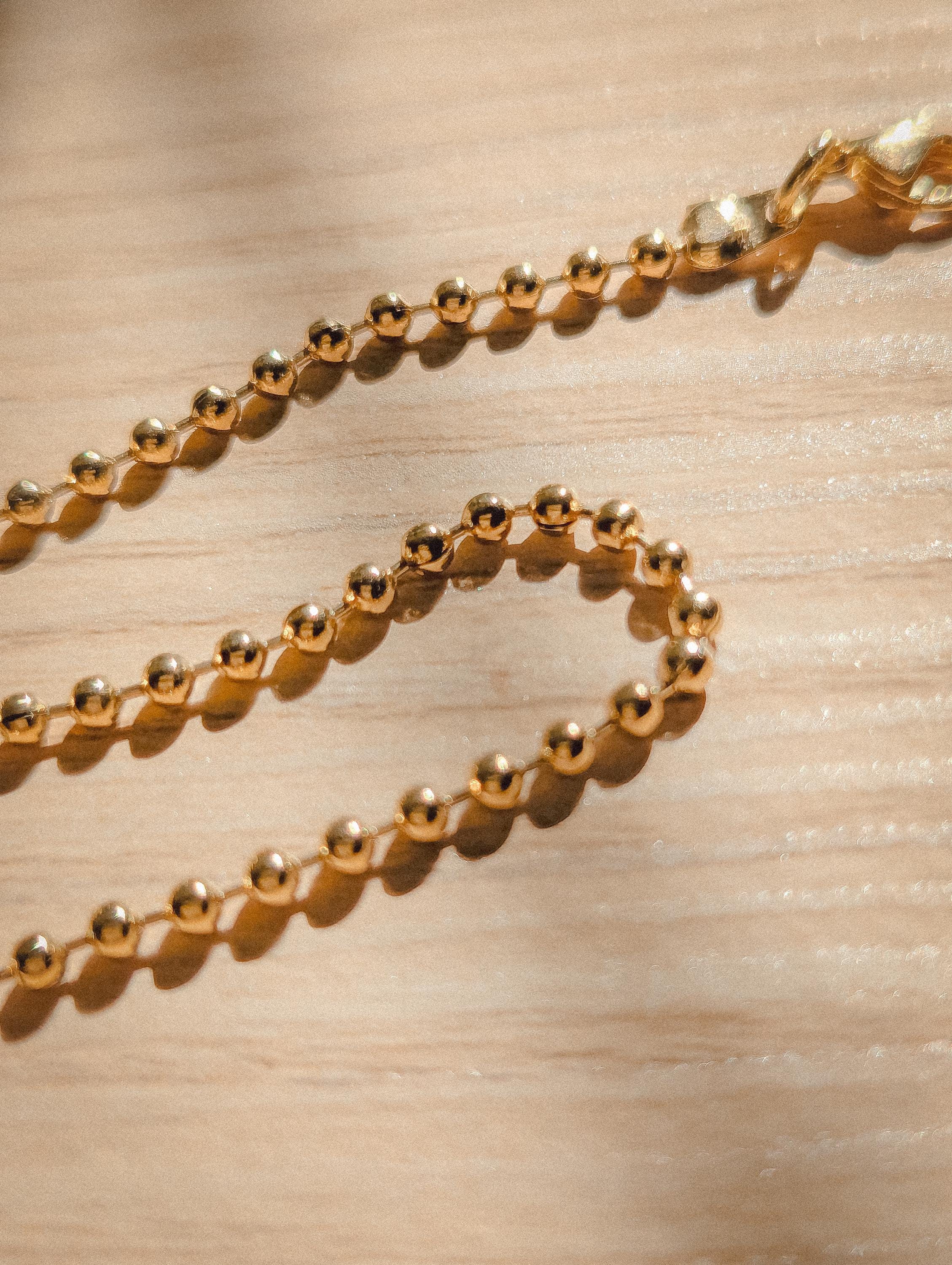 24k Gold Plated Ball Bead Bracelet | Dainty Gold Sphere Chain