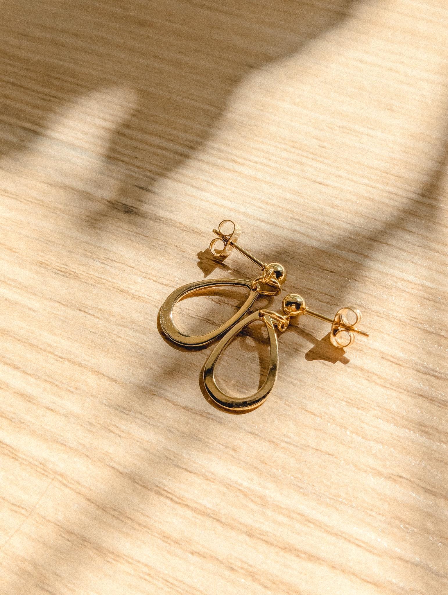 24k Gold Teardrop Ball Post Earrings | Minimalist Jewelry