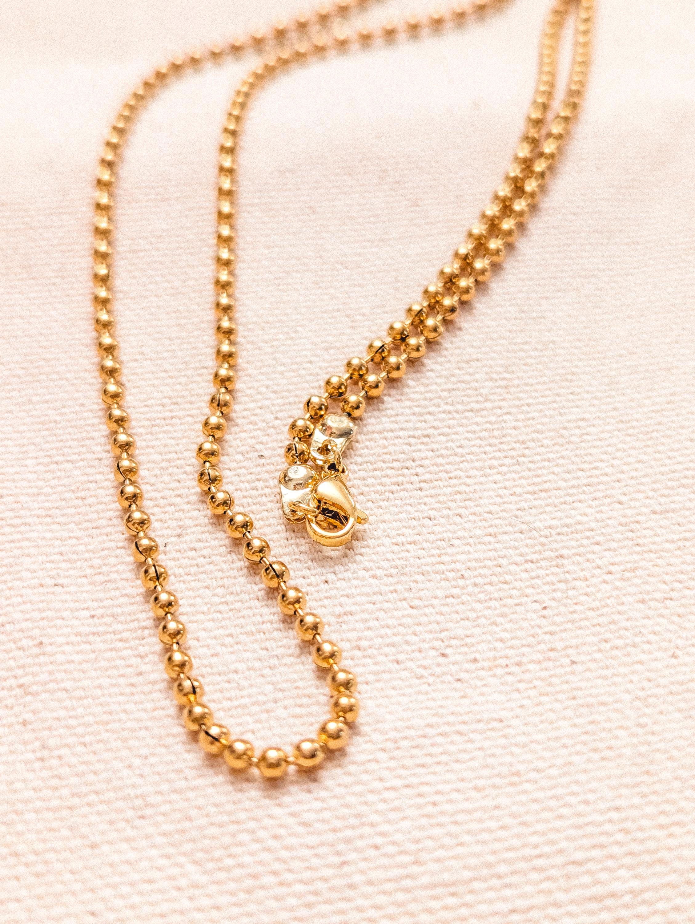 24k Gold Plated Ball Bead Bracelet | Dainty Gold Sphere Chain