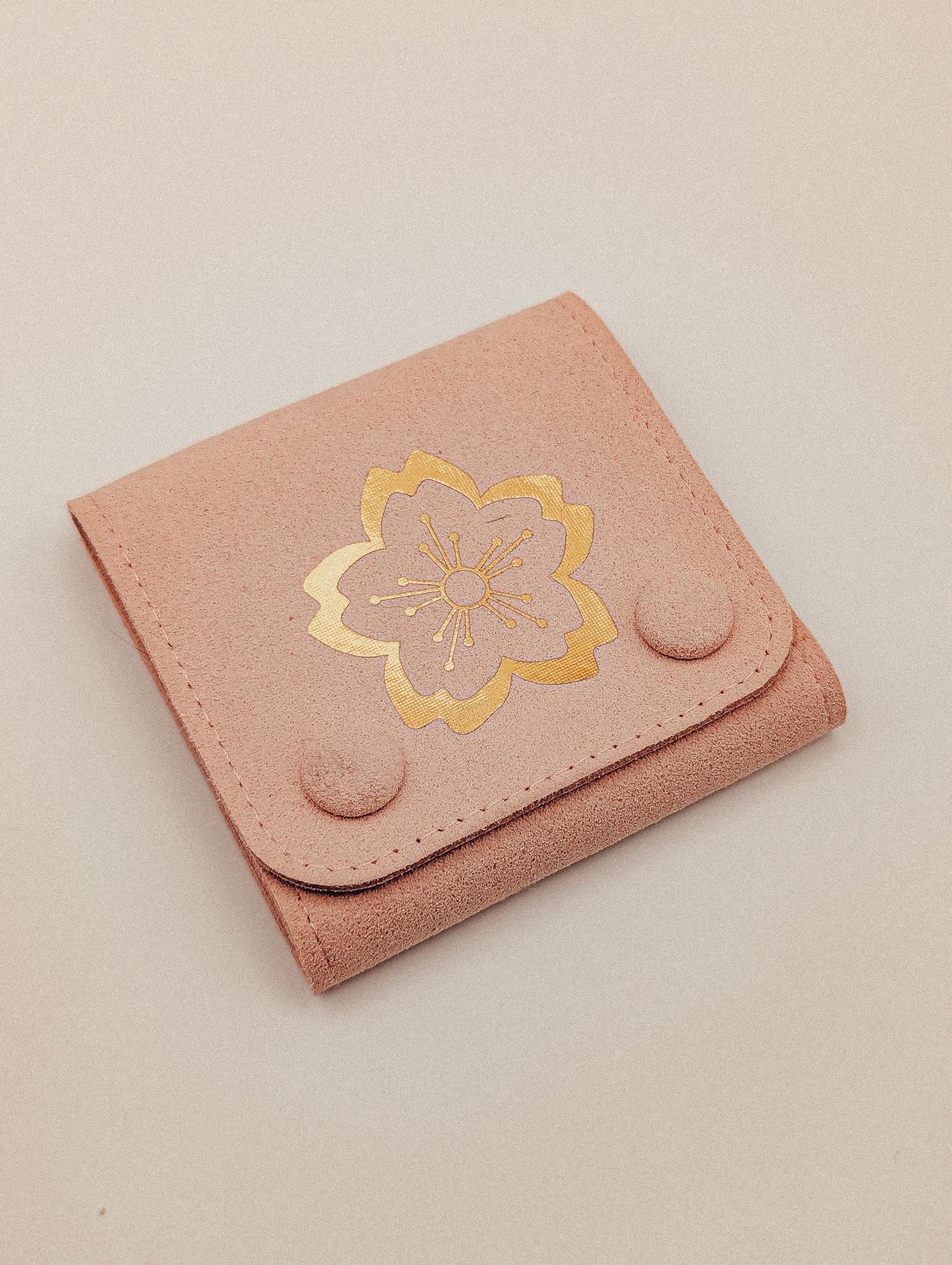 Blush Pink Sakura Travel Jewelry Pouch Cherry Blossom