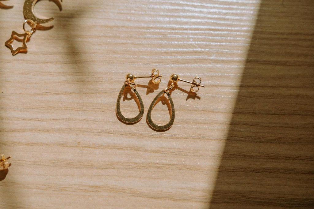 24k Gold Teardrop Ball Post Earrings | Minimalist Jewelry