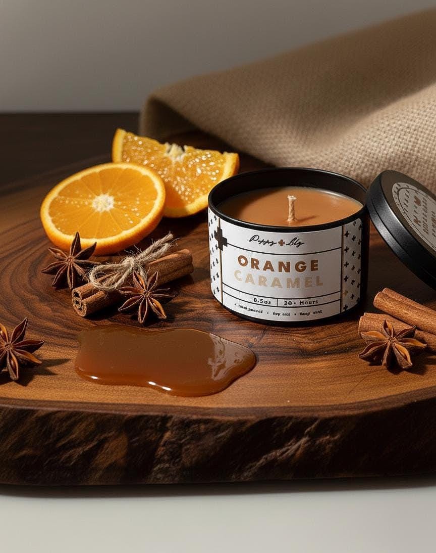 Caramel & Orange Soy Candle | Warm Vanilla Fragrance