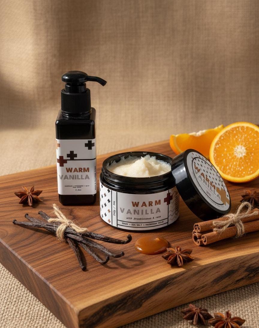 Warm Vanilla | Frankincense + Rose Sugar & Magnesium Scrub
