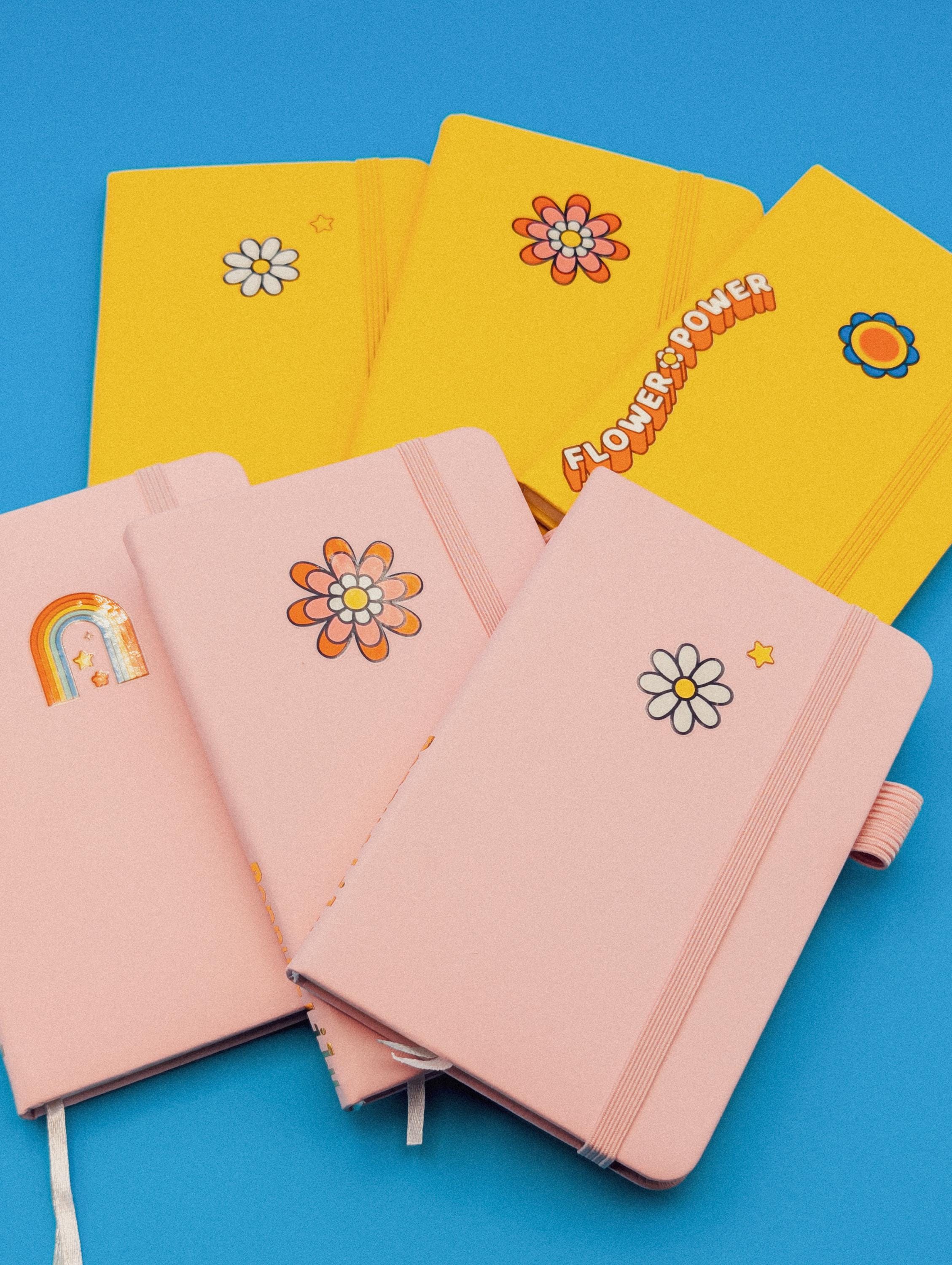Pink Retro Groovy A6 Mini Journal & Handwrapped Eco Pen Set